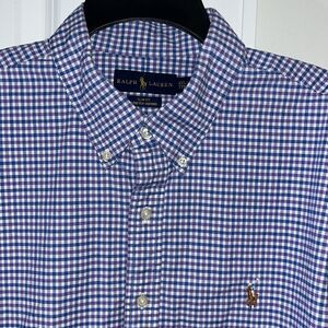 Polo Ralph Lauren Purple Blue Gingham Checked Plaid w/Pony LS Casual Shirt XXL
